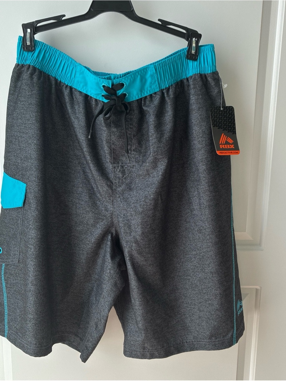 RBX Men’s Board Shorts - Swim Trunks Charcoal Gray - Large